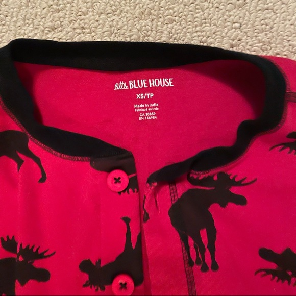 Little Blue House by Hatley- Womens Union suit, Moose on Red. XS - Picture 3 of 5